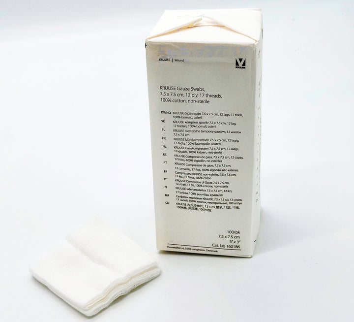 KRUUSE Gauze Swabs , 12 layers / 100 pieces